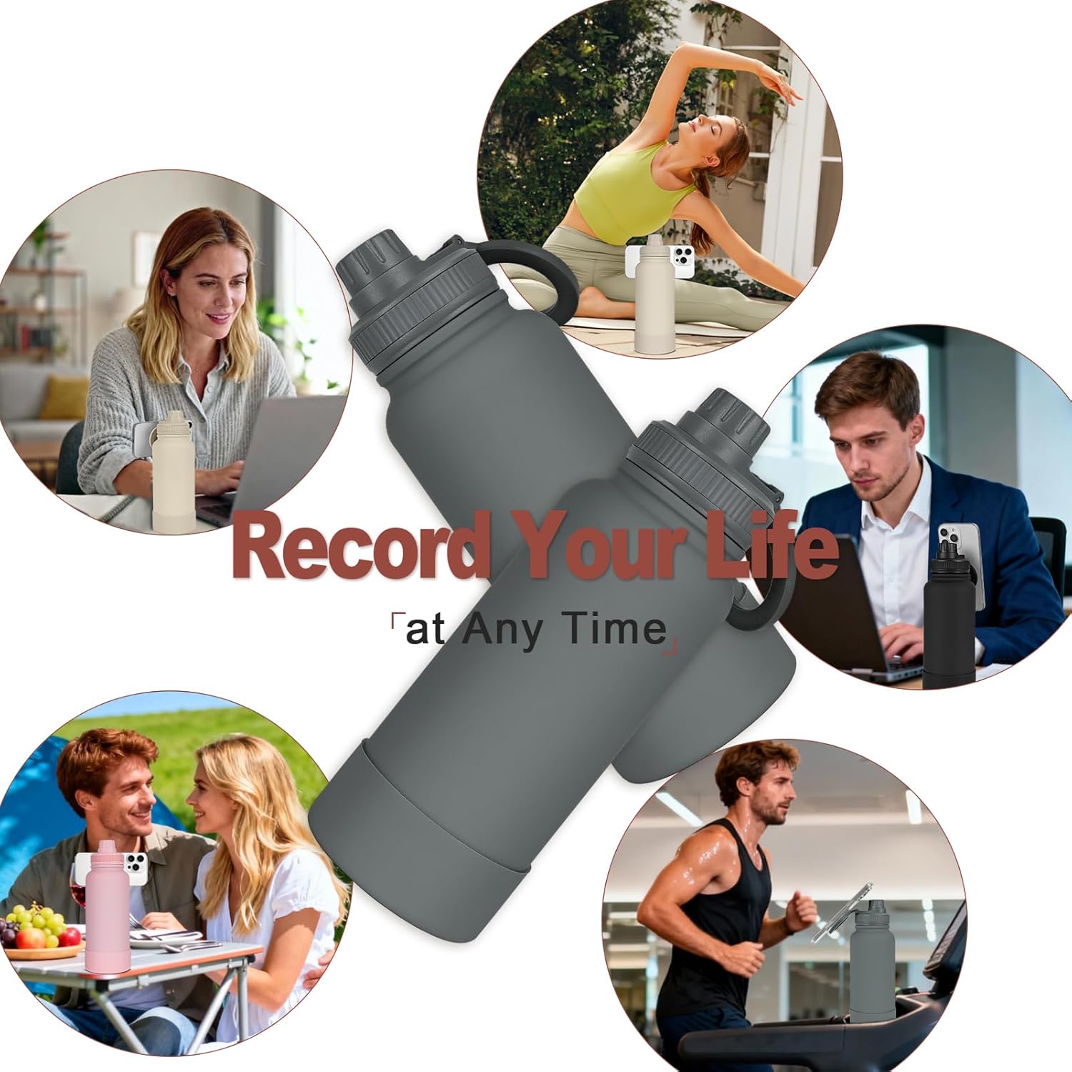 34oz Insulated Magnetic Water Bottle | Compatible with MagSafe Phone Holder | Stainless Steel Water Bottle | BPA Free 12H Hot & 24H Cold | Perfect for Gym, Sports, Travel, Car and Work - Image 6