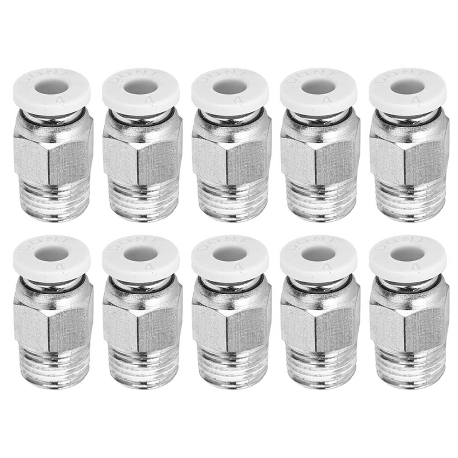 Moofey 10 PCS Straight PTFE Tube Connector, M10 Thread 3D Printer Parts, Straight Pneumatic Fittings PC4‑01