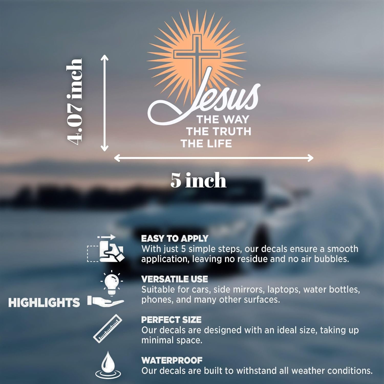 Car Accessories for Women Men, Jesus Car Decor - “The Way The Truth The Life” – Car Decal, Pink Christian Bumper Stickers, Aesthetic Religious Window Decal for Rearview Mirror, Laptop, Gifts for Her - Image 2