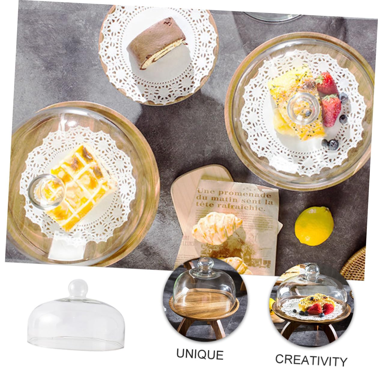 Copertura in Vetro Bianco Tonda per Frutta e Snack, Protezione Robusta per Piatti da Dessert e Frutta, Design Semplice e Raffinato per Uso Quotidiano