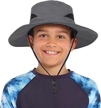 Kids Boys Summer Sun Hat - Wide Brim Sun Protection Outdoor Bucket Hat Safari Beach Hat for Boys Girl Teensfor 5-9 Years