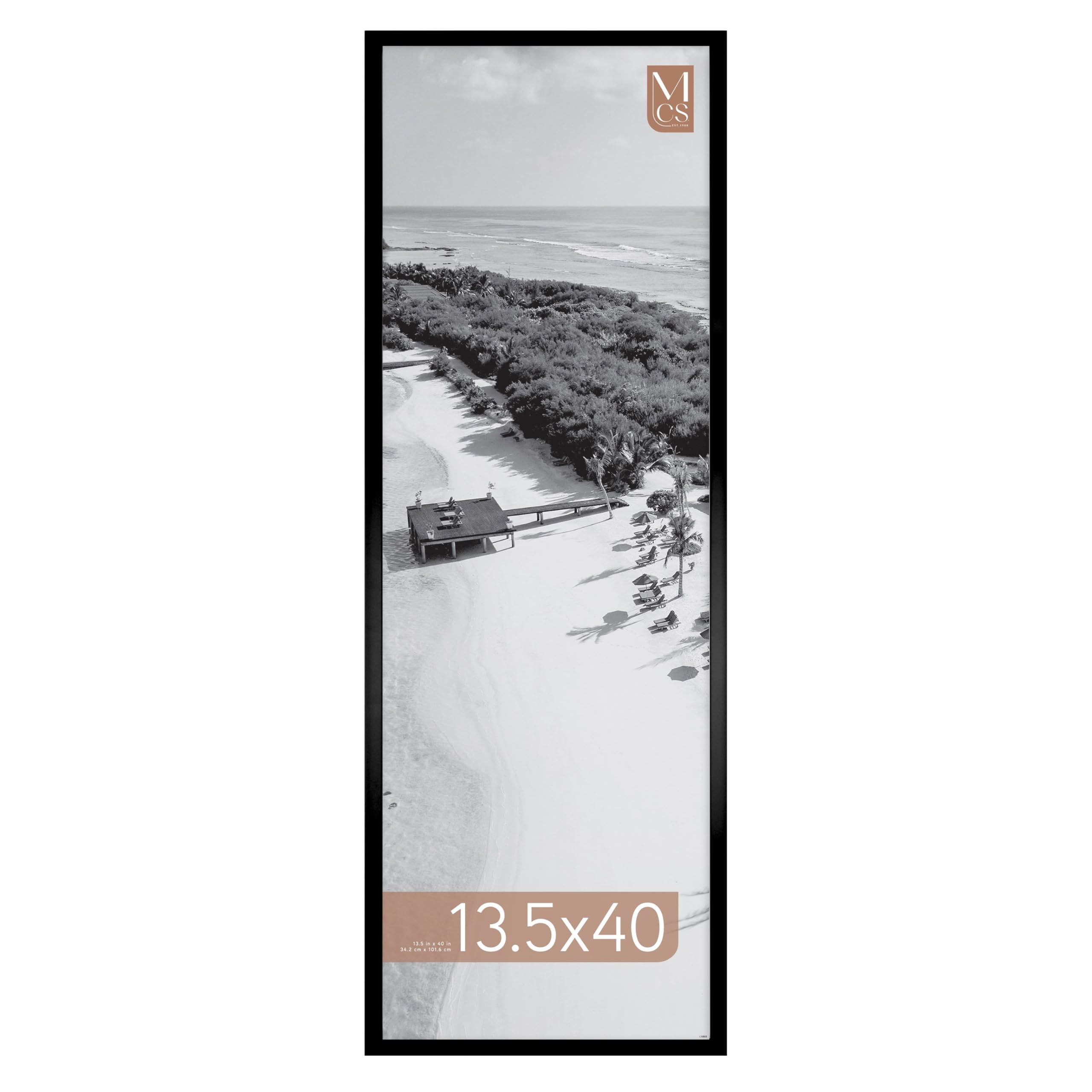 Foundation 13.5x40 Poster Frame Traditional Black, Vertical & Horizontal Wall Hanging Large Picture Frame for Photos, Panoramics, Posters & Art Prints (1-Pack)