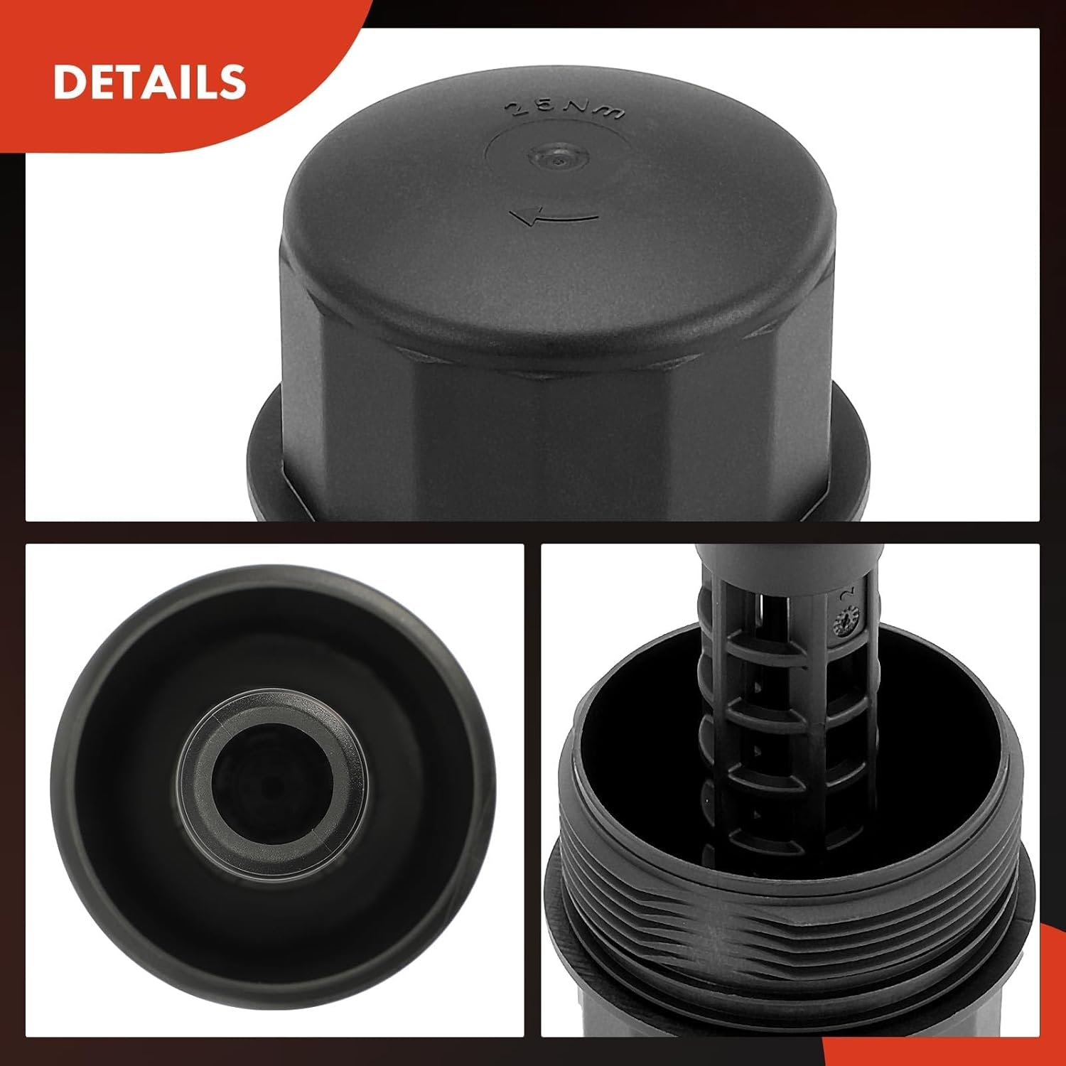 A-Premium Oil Filter Housing Cap Assembly Compatible with Mercedes-Benz C230, C250, C280, C300, E280, E350, E550, GLK350, GL550, S450, CLS550, G550, SL550, SLK300, S400, CLK550, Replace# 2721800038