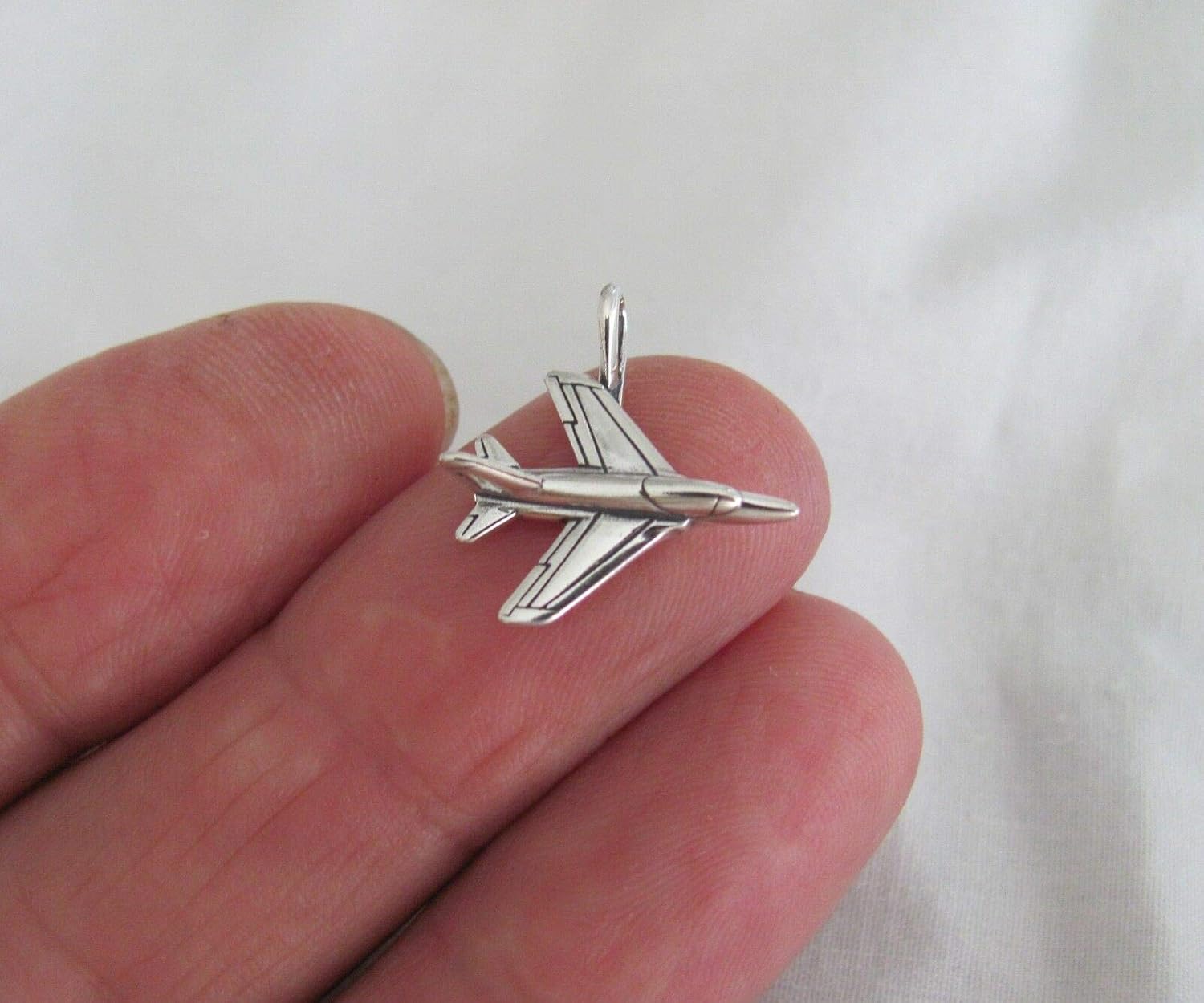 Sterling Silver Jet Plane Small Pendant. - Jewelry Making DIY Crafting Charm Beads for Bracelets