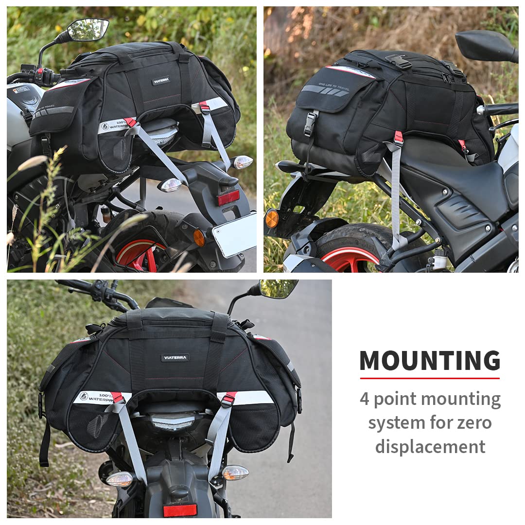 ViaTerra 100% wasserdichte ClawMini-Motorrad-Rück-/Heck-/Sitztasche (schwarz) I Universalgepäck und funktioniert auf Allen Motorrädern I Keine Modifikationen oder Sattelstütze erforderlich I Geeignet