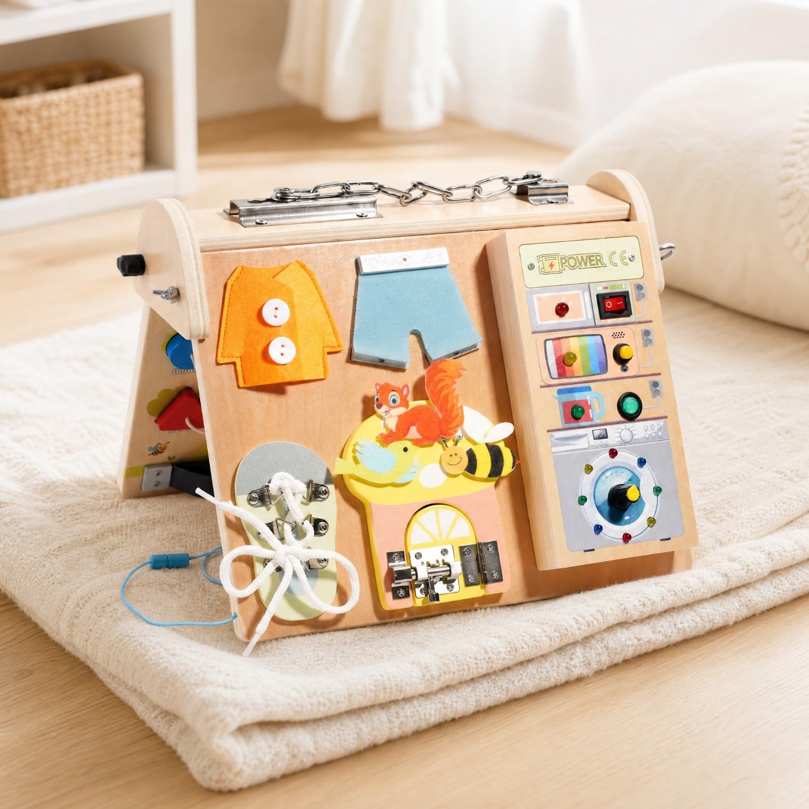 Planche D'activités en Bois pr Enfants Résistant Planche Occupée Éléments Interactifs Écran Jeu Motricité Fine Pits