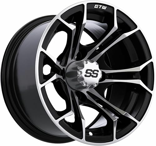 Vista 15 de GTW Spyder - Rueda de aluminio para carrito de golf de 10 pulgadas 10x7 4-4 Perno Desplazamiento 3:4 (Mecanizado/Negro)