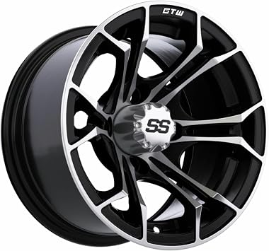 Spyder - 12 Inch Aluminum Golf Cart Wheel 12x7 | 4-4 Bolt | 34 Offset Machined/Black