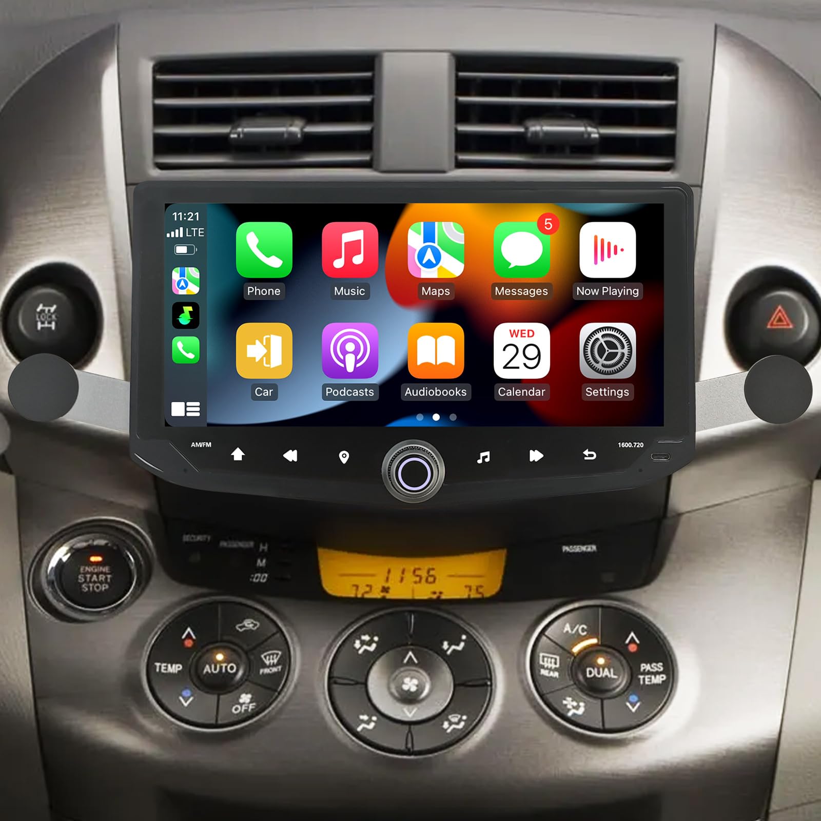 View 1 of 10.88 inch Car Radio for Toyota RAV4 2006-2012 Upgrade Stereo Radio Replacement with CarPlay Touch Screen Android Auto Bluetooth GPS SWC WiFi Backup Camera Phone Holder
