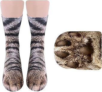 Animal Socks, Men & Women Crazy Novelty Animal Paw Crew Funny Socks Sublimated 3D Print Sockscat