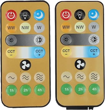 E27 Ceiling Fan Remote Control 2-Pack, Light and Fan Controller for Home, Adjustable Brightness and Speed Settings, Compatible with E27 Fan Lights, for Bedroom Living Room