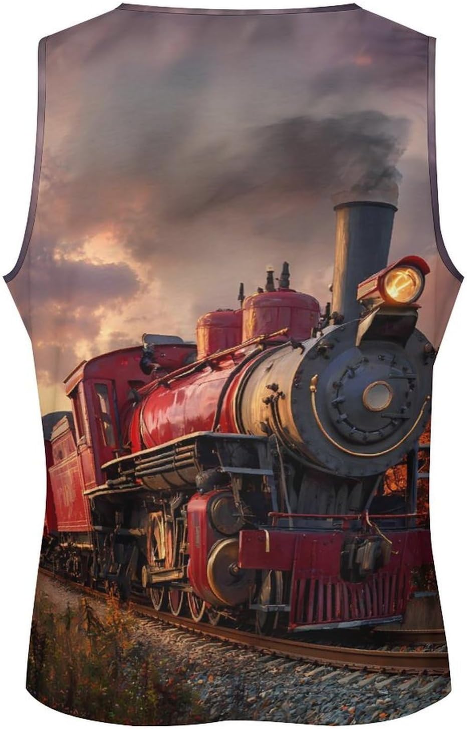 Fall Old Engine Train Men's Tank Tops Sleeveless Muscle T-Shirt | Print,Muscle Shirt,for Athletic Running Gym,Workout Shirts,Tee Shirts