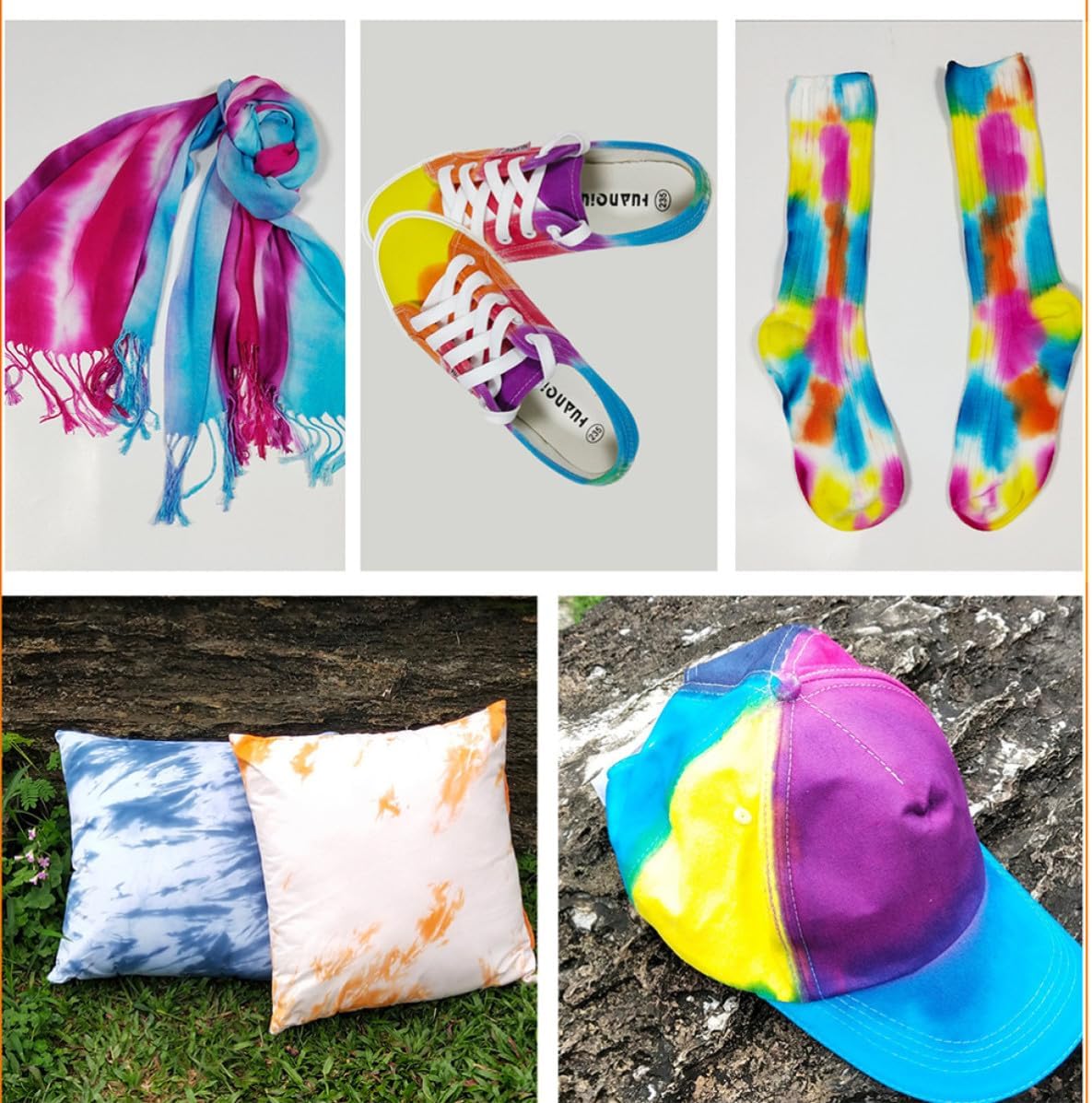 Generic DIY Tie Dye Pigments Set Safe Non-Toxic Plastic Pigments 12-Color with Cold Water Dye Feature for Cotton Linen Clothes and Accessories for Parent Bonding Art Projects