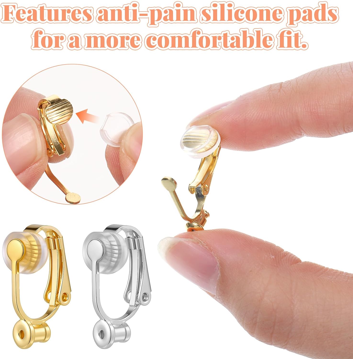 8 PCS Earring Converters Pierced to Clip, Clip Earring Converters
