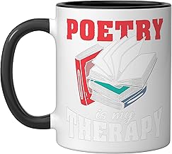 Poetry My Therapy | Books Literature | Lyrics Poet Ceramic Mug, Black/White