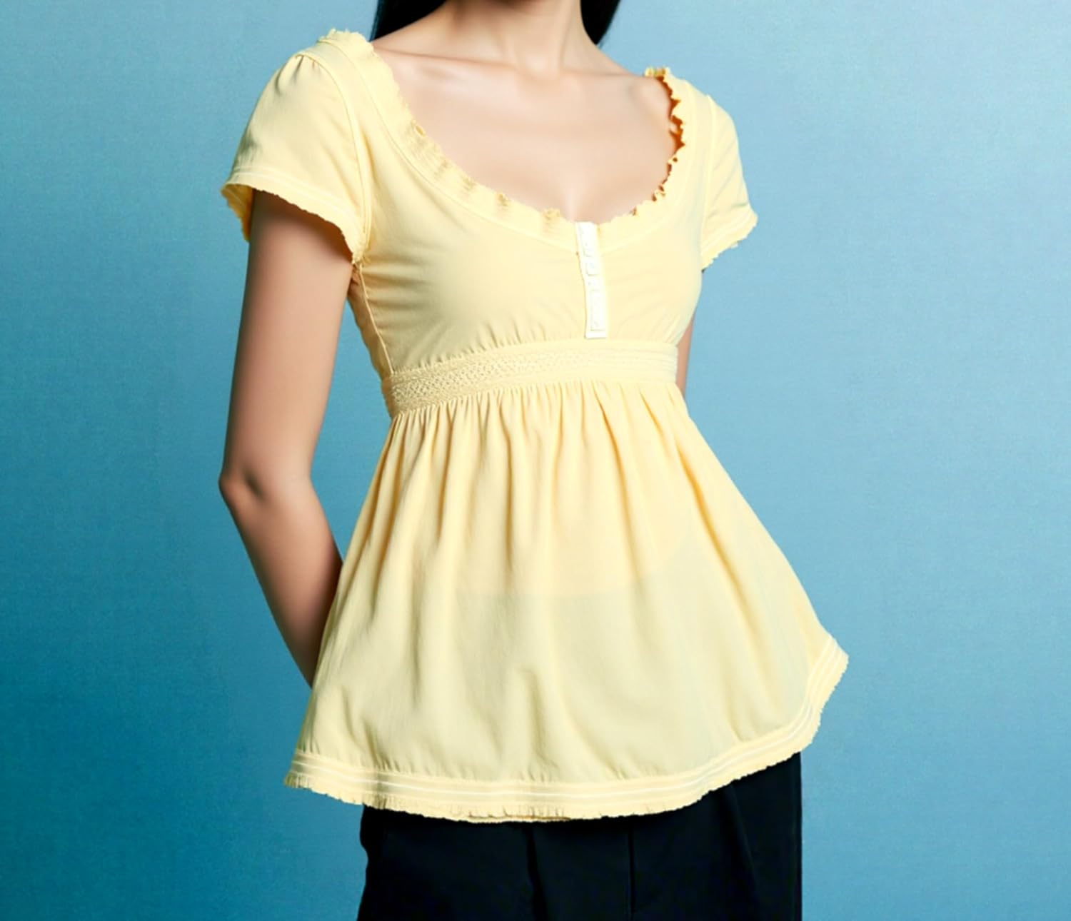 Coquette Ruffle Tops Women Cute Summer Lace Peplum Babydoll Top Teen Girls Y2k Grunge 2000s Cottagecore Clothing - Image 4