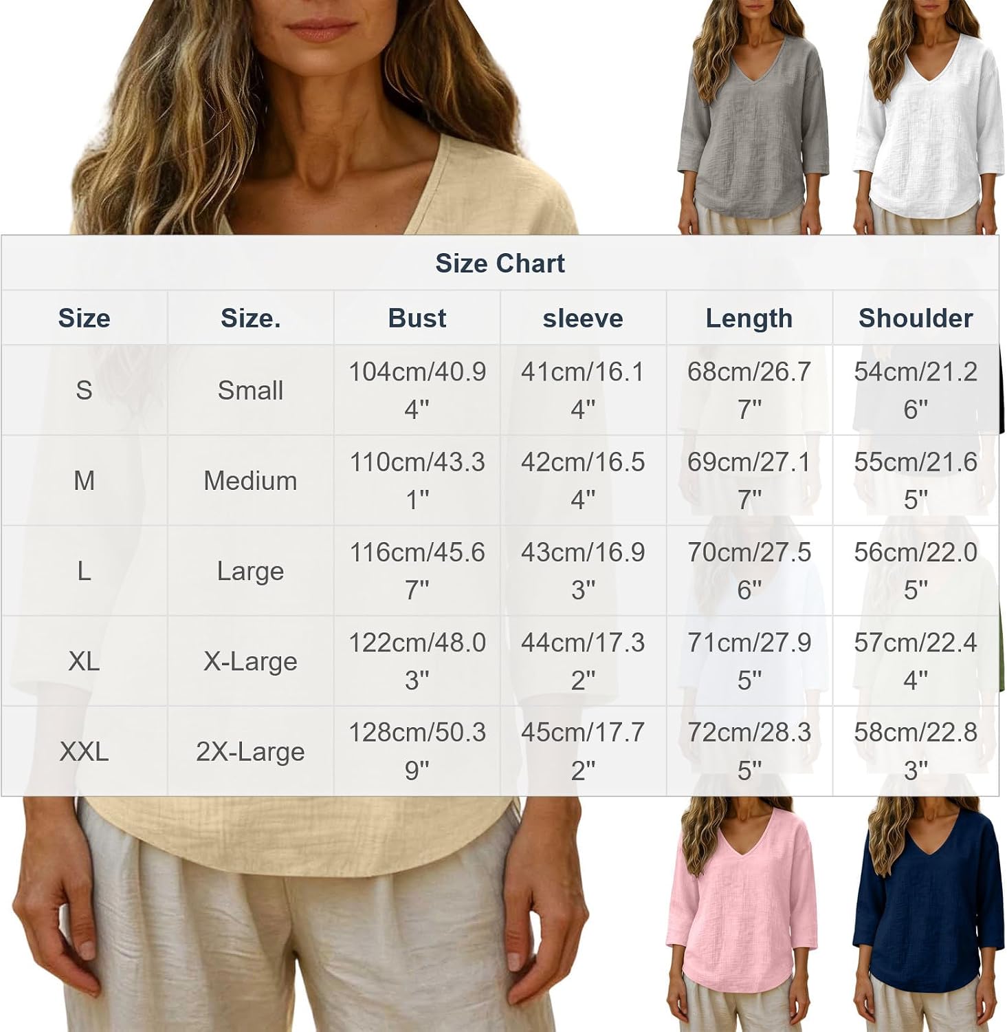 Womens Blouses 3/4 Length Sleeve Tops V Neck Shirts | 3/4 Length Sleeve Womens Tops V Neck Shirts Loose Fit Casual Blouses Early Fall Fashion Clothes Outfits