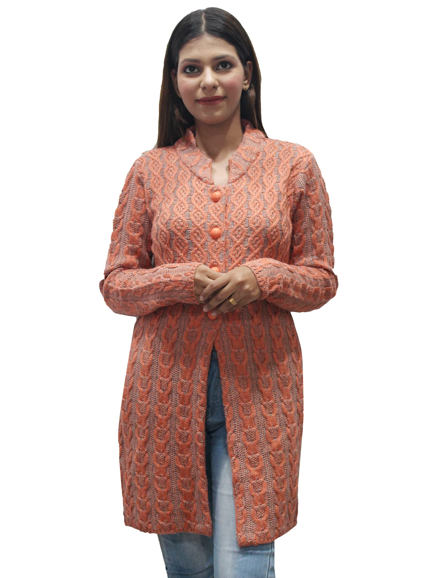 hautemoda Women's Wool Round Neck Cardigan-picture-25