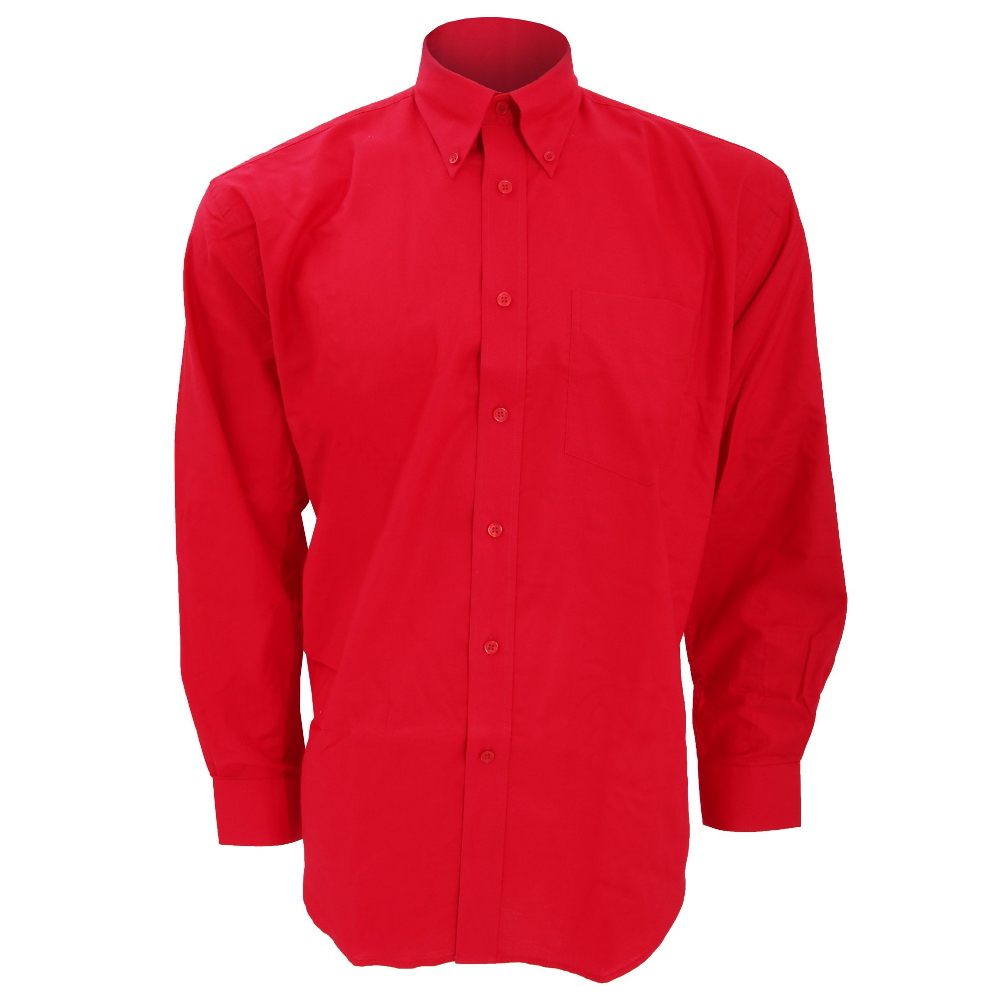 Kustom Kit Men's Red Workwear Oxford Long Sleeve Shirt (17Inch) (Red)