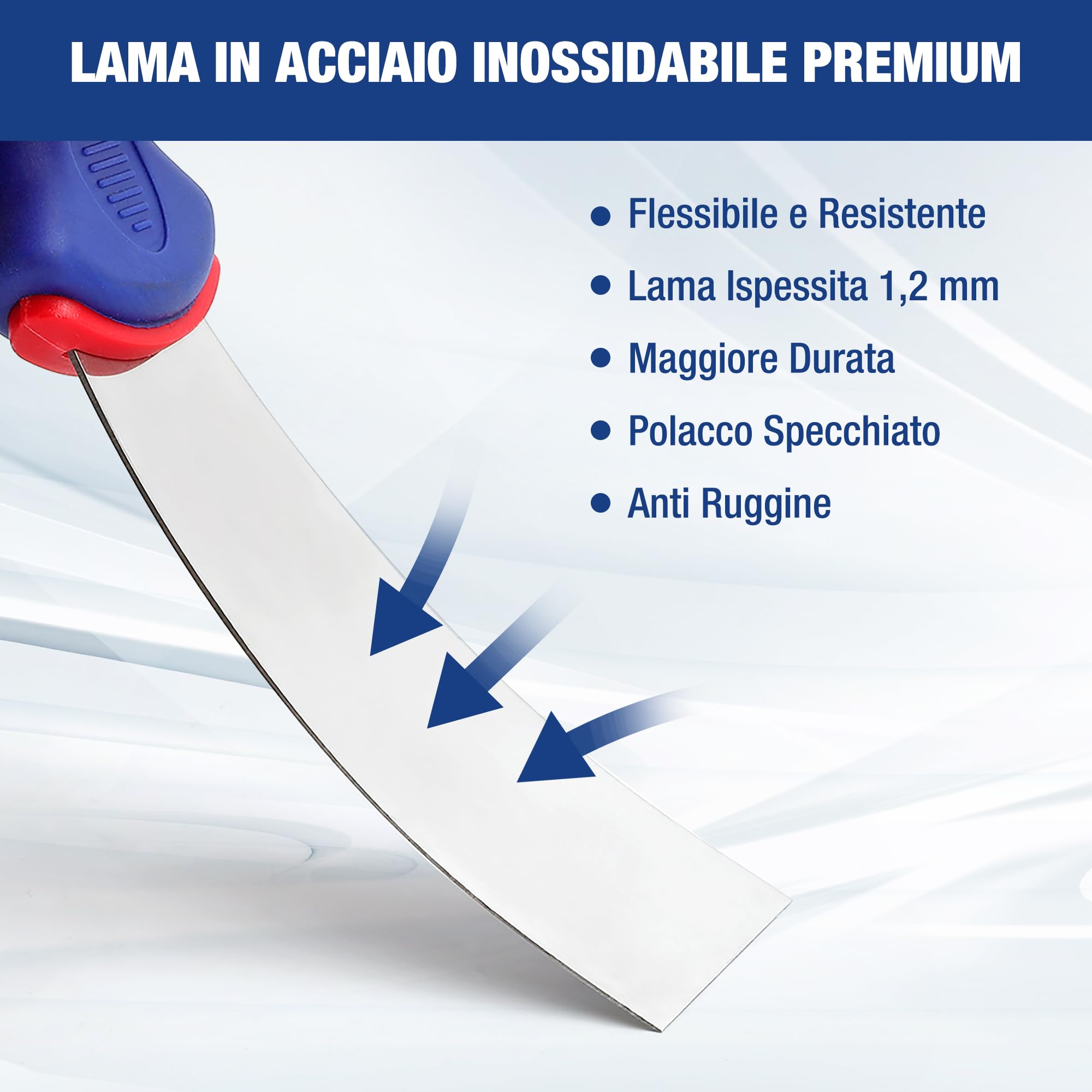 WORKRPO Set Spatole 4 Pezzi in Acciaio Inossidabile 38mm 76mm 100mm 150mm