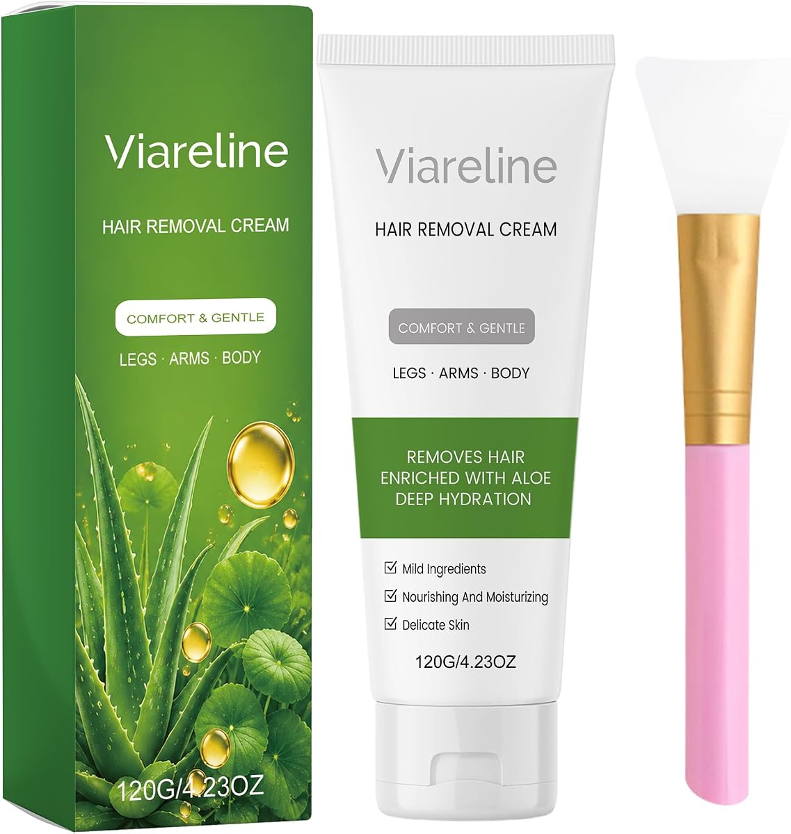 Hair Removal Cream with Aloe, Gentle Formula for Legs, Arms and Underarms, Nourishing and Moisturizing, 4.23 oz