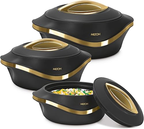 MILTON Cacerola aislada con tapa, juego de 3 piezas de 2.11.51 cuarto de galón calentadorenfriador de alimentos calienteenfriador - Tazón térmico