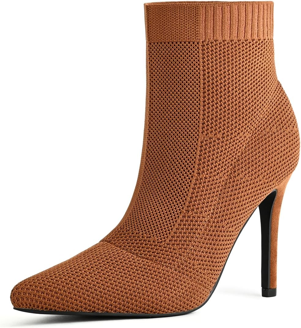 Pointed Toe Stiletto Ankle Boots for Women Trendy 4 in High Heel Sock booties