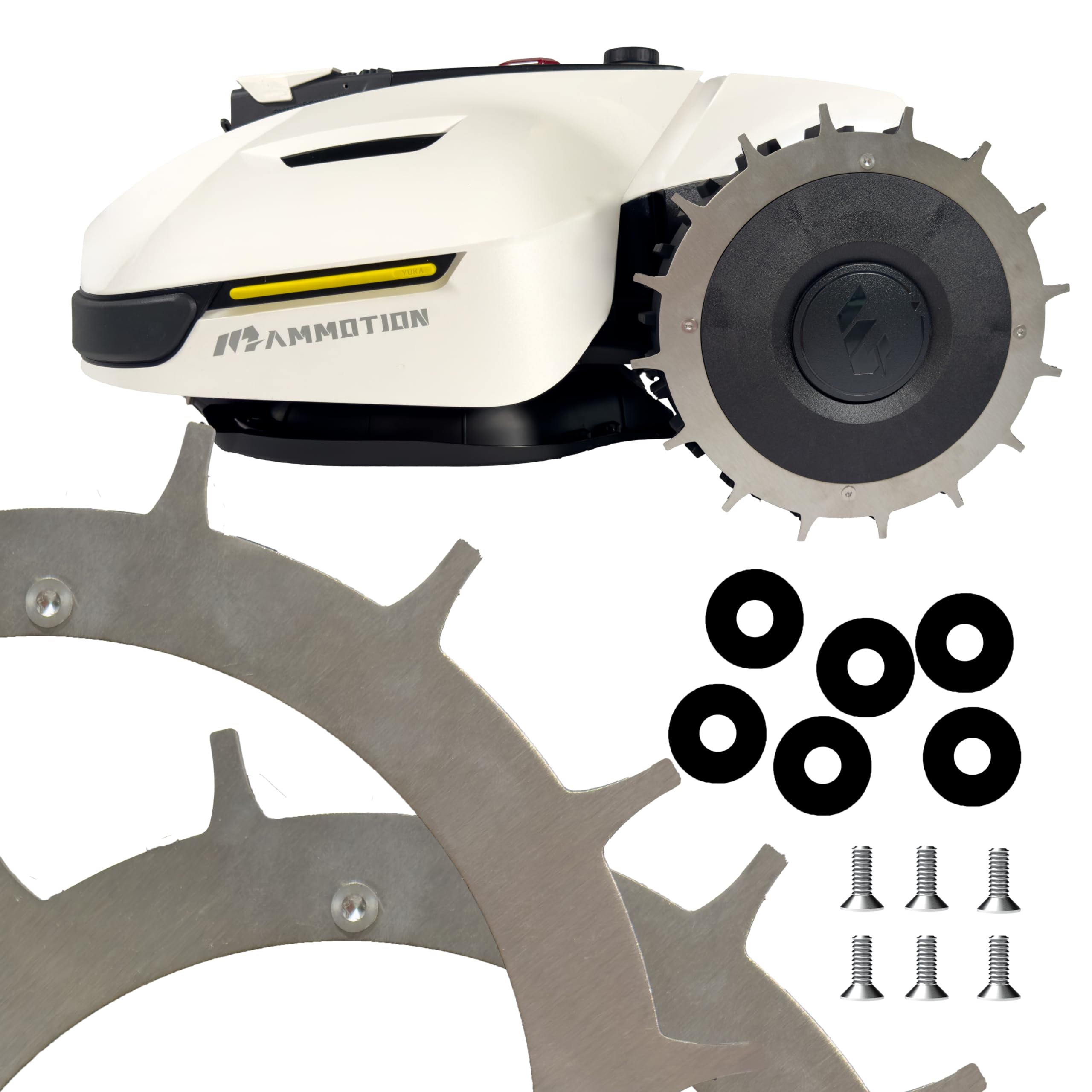 Pinchos para MAMMOTION YUKA 1500 y 2000 – Acero inoxidable – Tornillos avellanados – Antideslizante para robot cortacésped – 8 x tornillos y espaciadores – Ayuda de tracción y accesorios de