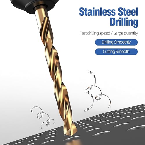 Miniatura 3 de HUHAO Juego de brocas de cobalto de 0.236 pulgadas, 10 piezas de acero de alta velocidad M43, brocas de metal de alta calidad para acero endurecido,