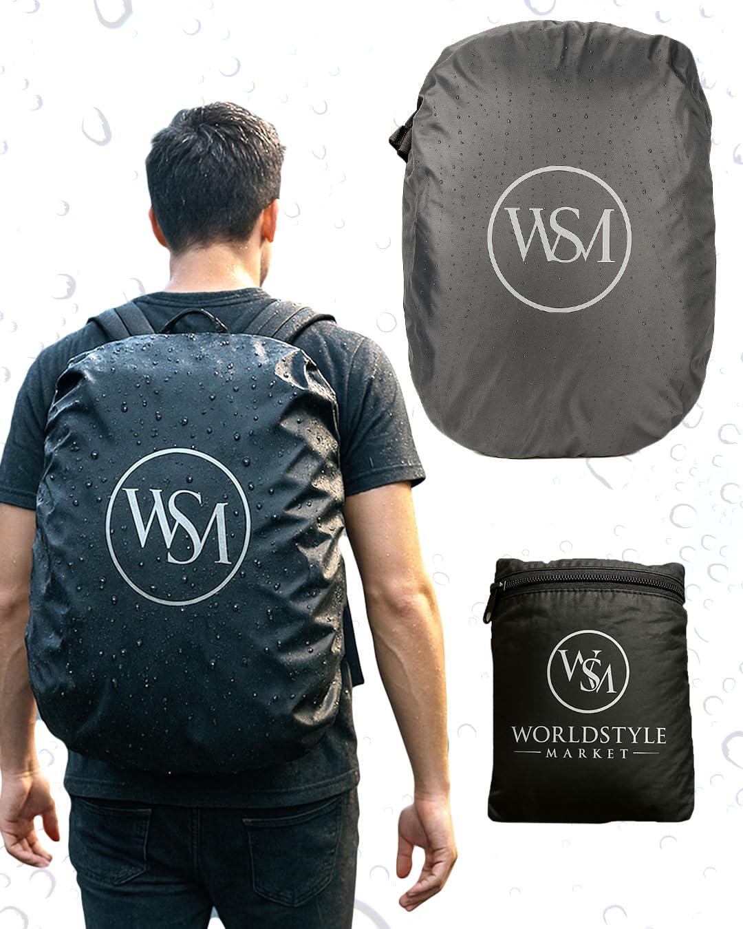 WorldStyle Waterproof Backpack Rain Cover Universal Fit Up to 50L, Tear-Resistant, Lightweight & Compact Travel Rain Protector with Reflective Safety Strips Dustproof All Bag Sizes-image-6