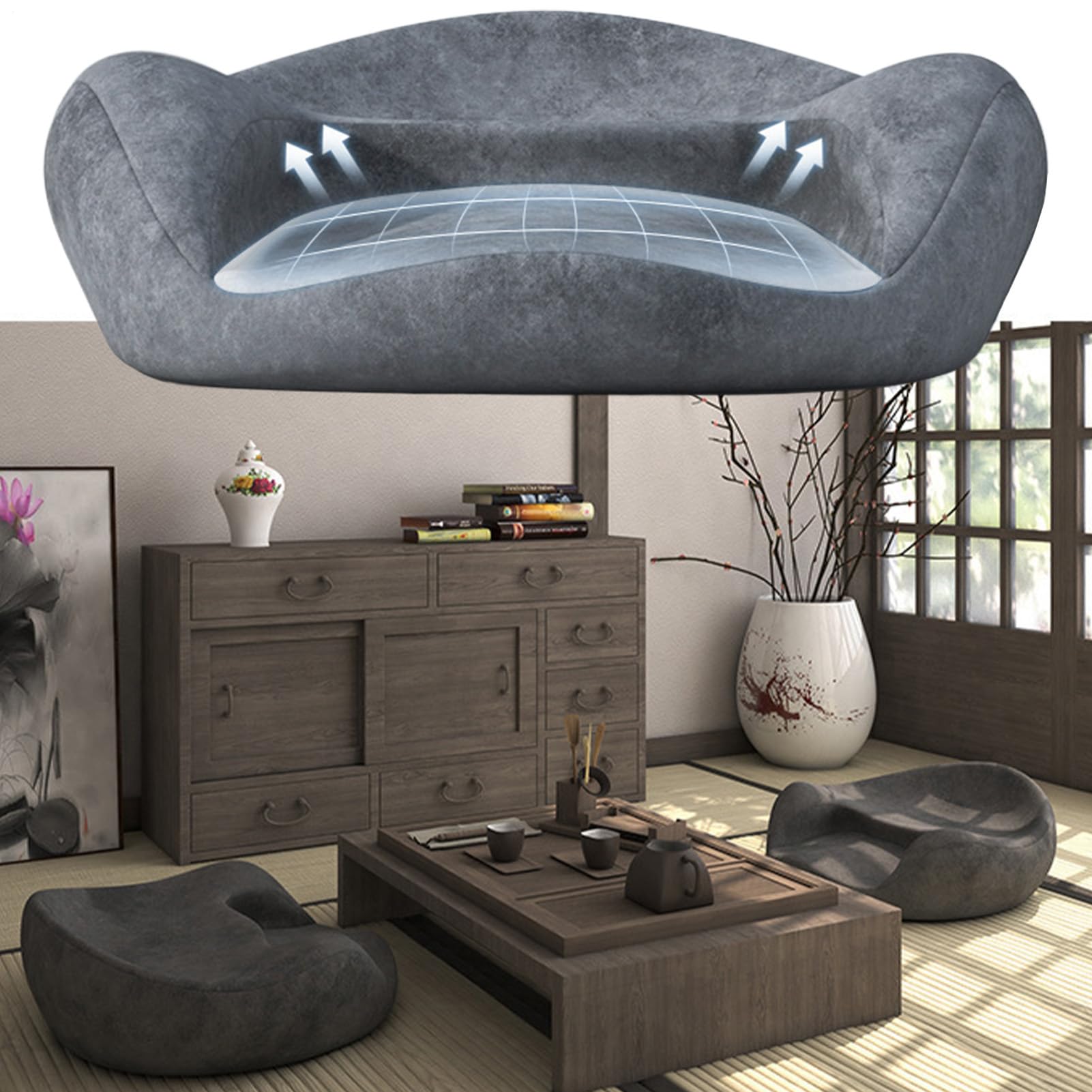 Cojín de Meditación para el Suelo Con Espuma Memoria y Forma Ergonomía