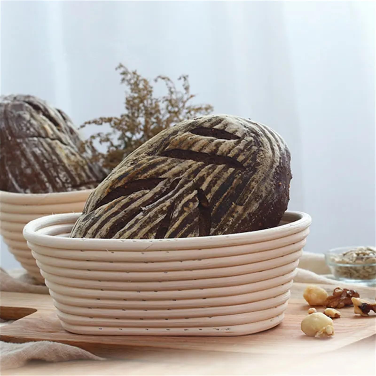 Brot Sauerteig Korb Runder ovaler Rattan-Brot-Gärkorb, Brot-Backform, Form, Brot, Teig, Gärkorb Für Das Aufgehen Von Brot(Oval-28 * 14 * 8cm)