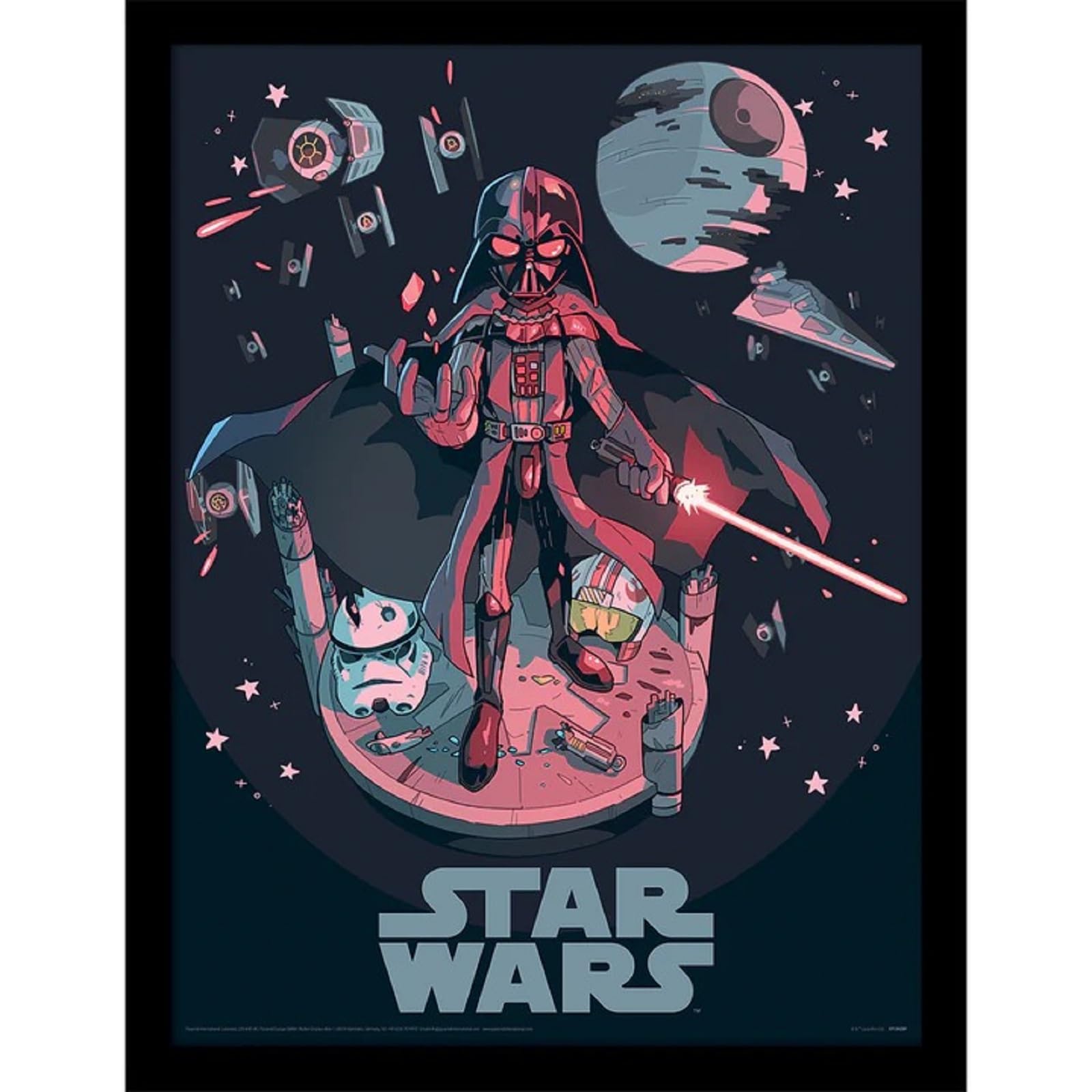 Pyramid International Star Wars Poster in Frame (Darth Vader Illustration Design) Wall Art in 30x40cm Frame, Star Wars Gifts for Men, Women and Kids - Official Merchandise
