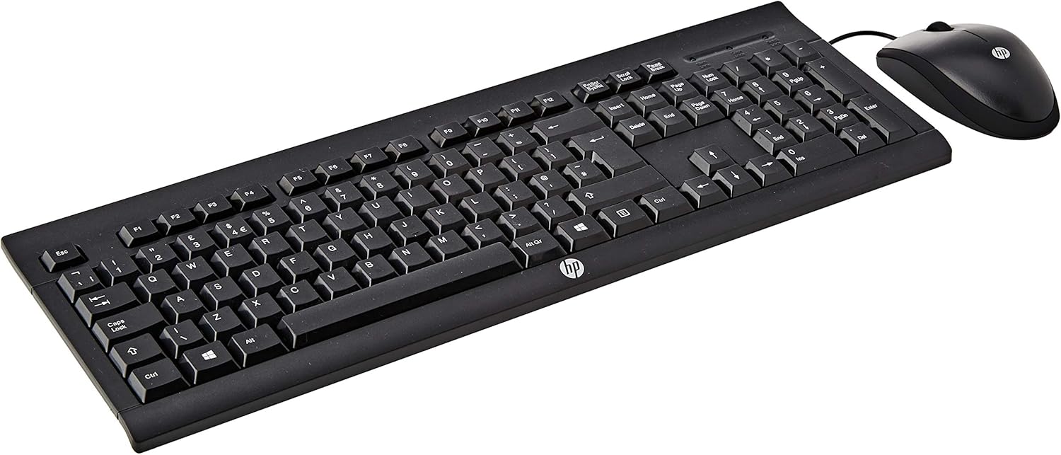 HP C2500 Black Wired USB Keyboard & Wired Mouse Combo, UK Keyboard