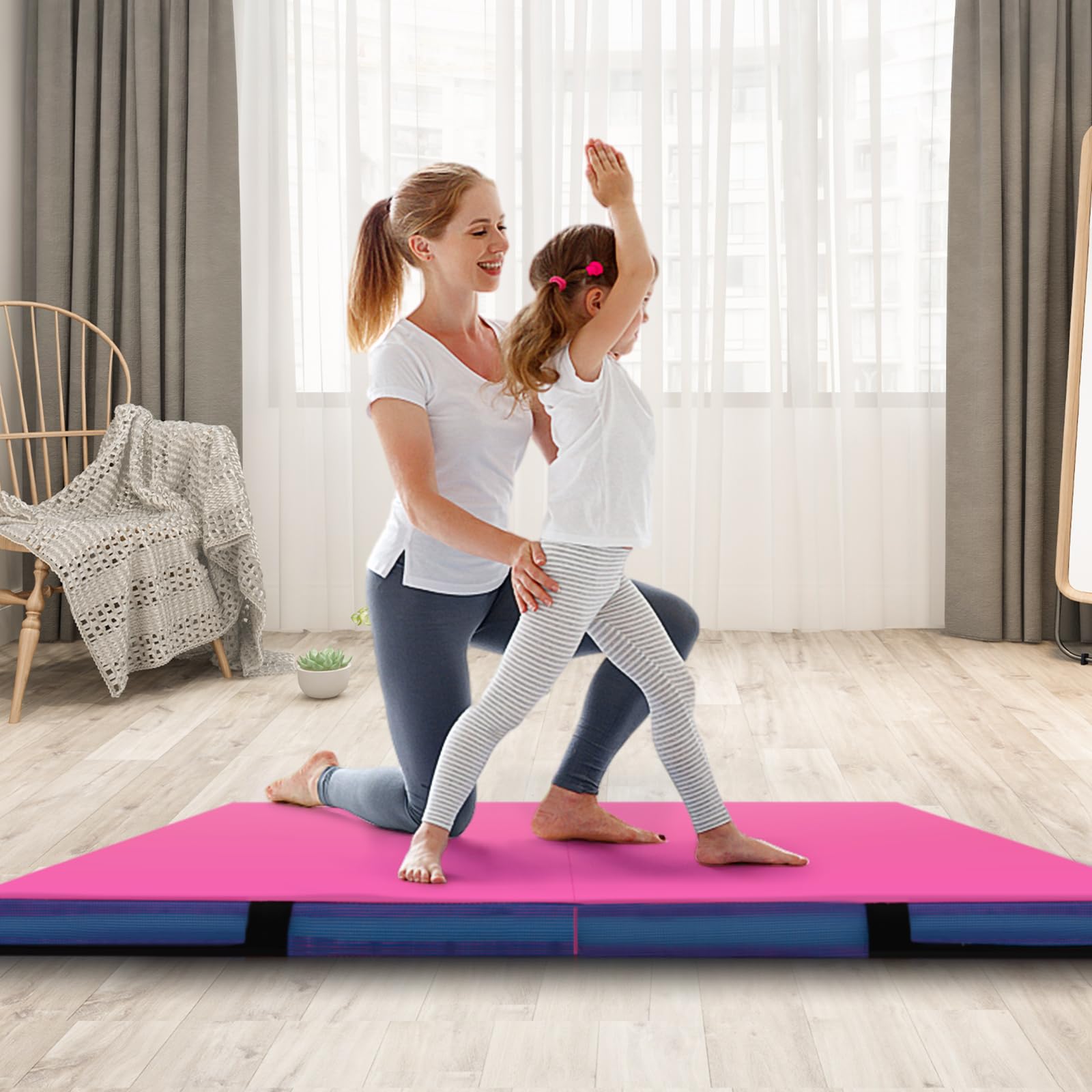 COSTWAY Colchoneta Gimnasia Plegable 122x12x0 cm Funda Cuero Artificial Asas Transporte Esterilla Ejercicios Yoga Pilates