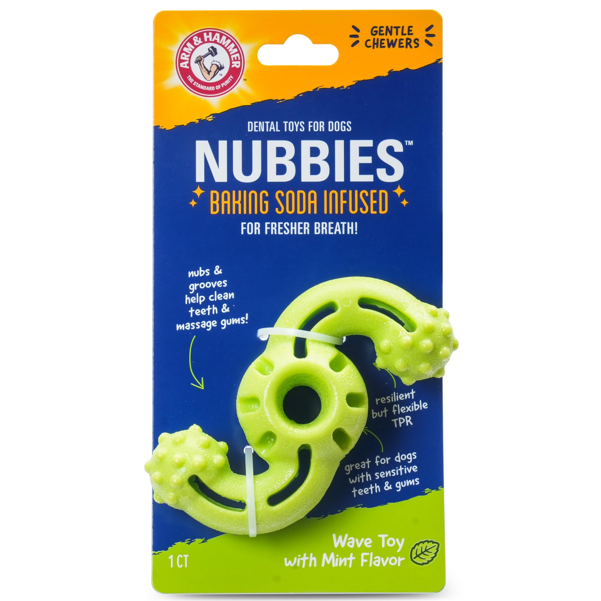 Nubbies, Dog Dental Toy, Wave Chew Toy, Mint Flavor, 1 Count