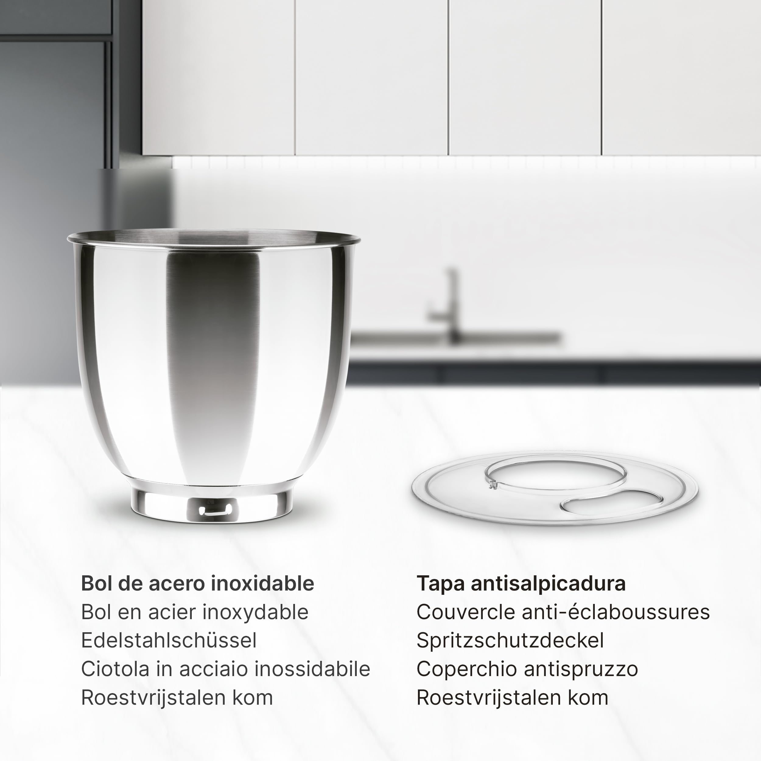 Ufesa Genius Robot Pâtissier 5 en 1 pour Pâtisserie Professionnelle, 1200W, 5L, Robot de Cuisine Multifonction, Bol en Acier Inoxydable, 6 Vitesses + Turbo, 3 Accessoires Inclus, Sans BPA
