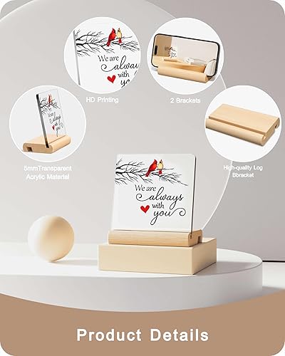 Miniatura 4 de Letrero acrílico con texto en inglés We are Always with You, regalos de cardenal rojo, decoración de fúnebre, regalos conmemorativos para pérdida de