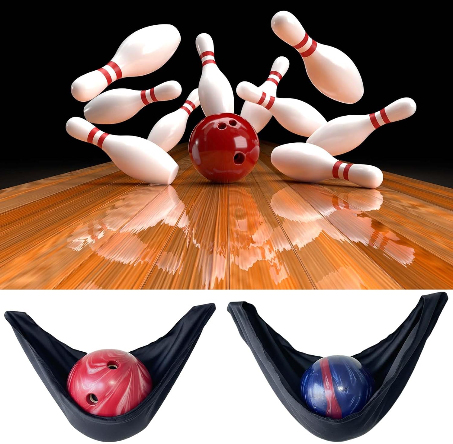 Bowling Ball Cleaner Polisher Bag, Microfiber Seesaw Cleaning Towel, Washable Bowling Ball Holder Carrier