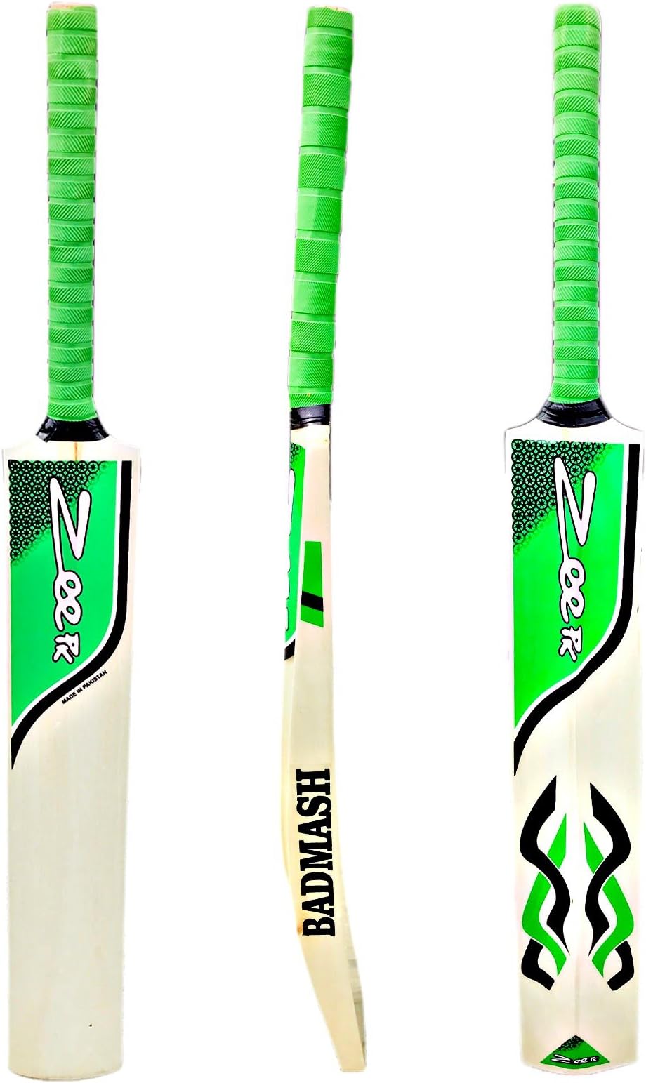 Cricket Bat Tape Ball Tennis Ball Thick Edge 4.4 inches Full Adult Size Kashmir Wood Short Handle 2 lb Light Weight Good for Club Cricket and Net Practice