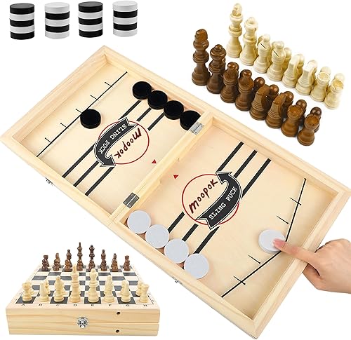 Miniatura 13 de juego de discos de eslinga rápida, juego de juegos de eslinga, juego de mesa 2 en 1, juego de hockey sobre hielo, juegos de mesa ganadores