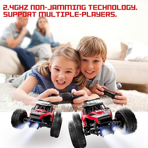 Miniatura 5 de MOBI ONE Auto de control remoto, camión monstruo de control remoto todoterreno de 2.4 GHz, 2WD de alta velocidad de 25 KMH con luz LED y 2 baterías,