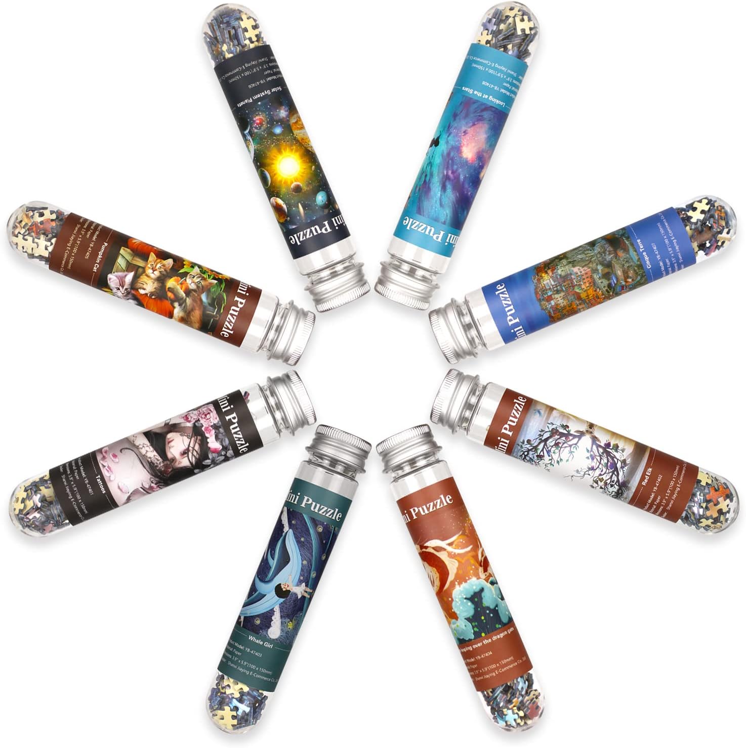 Mini Jigsaw Puzzles for Adults 234 Pieces - 8 Packs Small Puzzle Test Tube Micro Difficult Tiny Home Decor Entertainment 6x4in