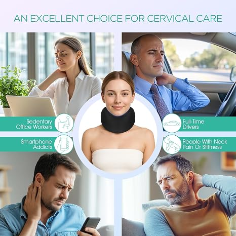 VOYOR-HEALTH Neck Brace for Neck Pain and Support NB100 | Adjustable Cervical Collar for Sleeping, Soft Foam Neck Support, Relieves Neck Pain & Spinal Pressure, Keeps Vertebrae Stable