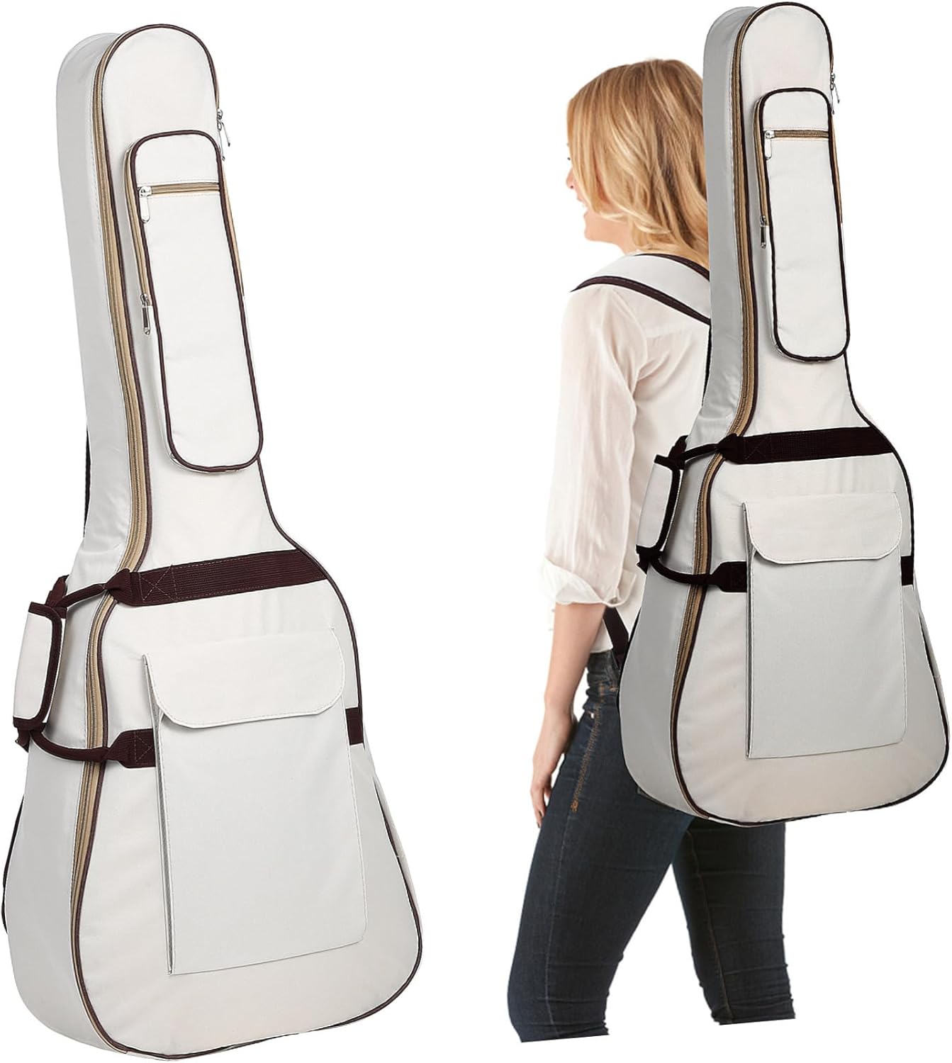 Oxford Cotton Padded Acoustic Guitar Carry Bag with Spacious Storage Pouch for Classical Instruments Easy to Carry Side Handle Protective Musical Instrument Case