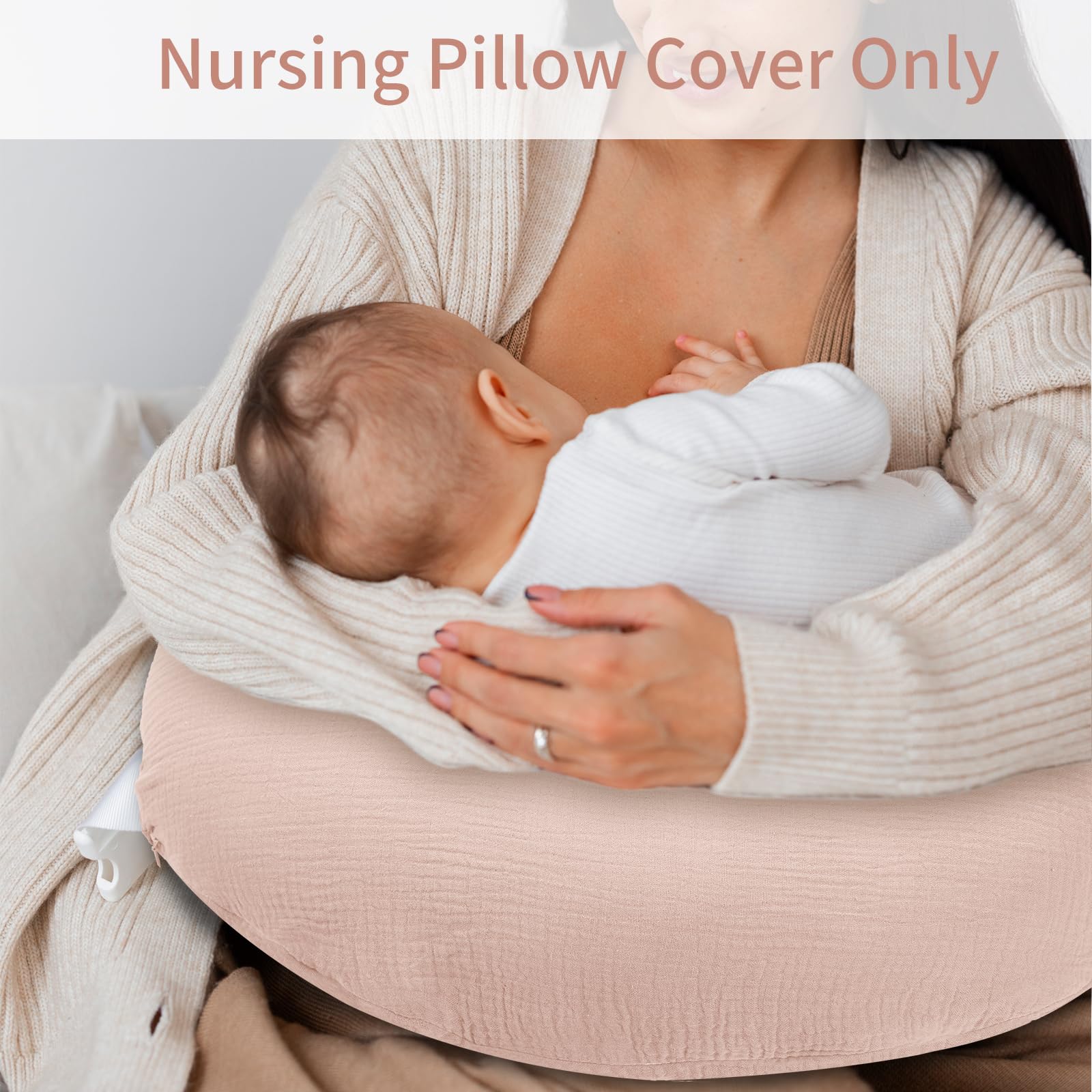 SWESEN Funda de almohada de lactancia, funda suave extraíble para almohadas de lactancia, funda de almohada para bebés, niños y niñas, cómoda y transpirable, rosa claro, lavable (solo funda)