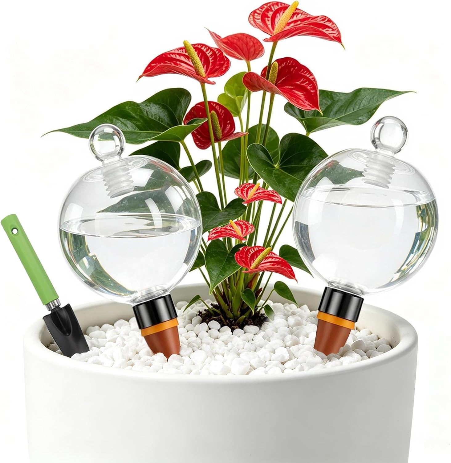 2Pcs Plant Watering Globes with Shovel,Automatic Plant Waterer Indoor