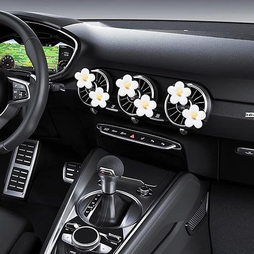 Miniatura 4 de NTRR - Lindos clips de ventilación de margaritas, 5 piezas de ambientadores de coche de flores blancas para mujeres, clips de ventilación difusores