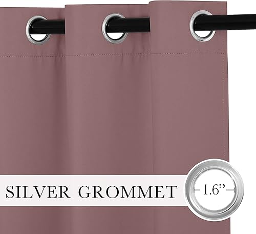 Miniatura 231 de RYB HOME Juego de 2 paneles de cortinas opacas grises de 63 pulgadas de largo, cortinas sólidas resistentes para oscurecer la habitación
