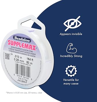 Beadalon SuppleMax Beading Thread - White, .25mm / .010in - 25m / 82ft